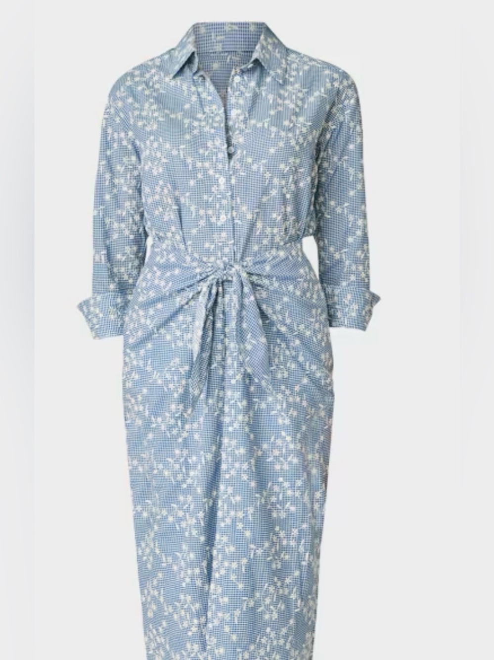 Shoshanna Blue Gingham Tie Shirtdress Size XS